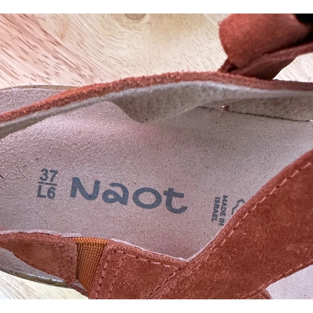 Naot Womens Crepe Sandals US‎ 6 Suede Buckle Comfort Platform Spice Brown